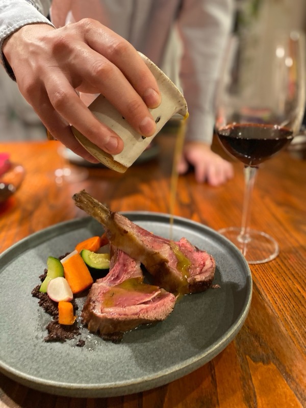 Rack of lamb with vegetables