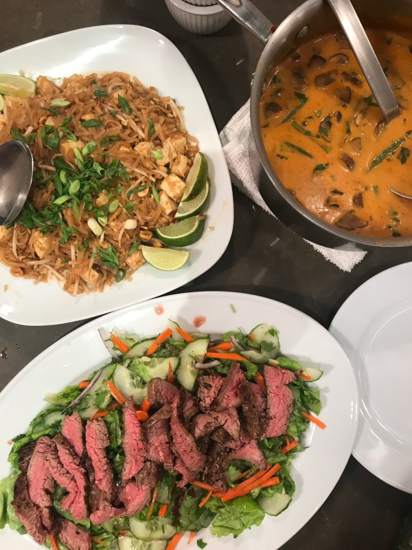 Pad thai, curry and a steak salad